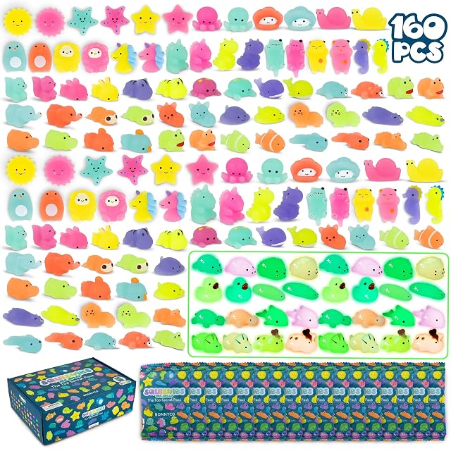 BONNYCO Squishy Pack 160 Regalos Cumpleaños Niños Colegio, Juguetes Kawaii