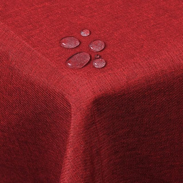 WOLTU TD3036rt obrus, obrus, lniany efekt lotosu ochrona przed plamami łatwa w pielęgnacji zmywalna odporna na zabrudzenia kolor i rozmiar do wyboru kwadrat 110x140 cm czerwony