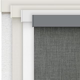 AOSKY Linen Roller Blinds Shades for Indoor Windows Pull Down Cordless Blackout Black Out Window Shade 28 Inch Blinds for Home Dark Grey