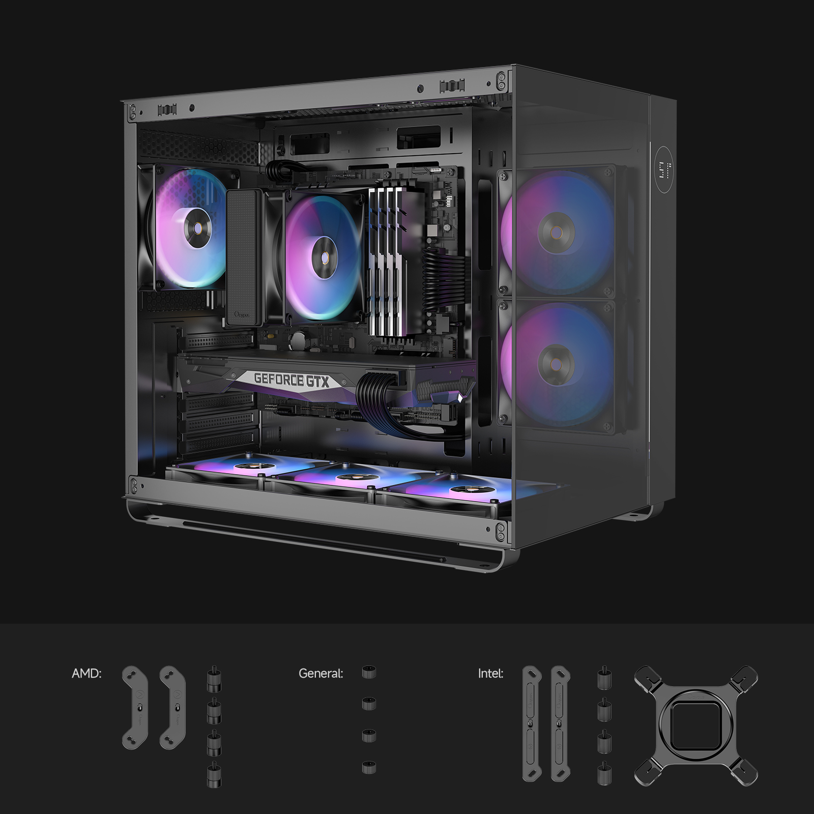 Image of Delta A40 ARGB CPU Air Cooler,120mm Hydraulic Bearing Silence PWM Fan, UP to 2000 RPM, 4 Copper Heat Pipes,TDP 220W,ARGB PC Cooler Fan for AMD AM4 /AM5,Intel LGA 115X /1200 /1700 /1851,BK