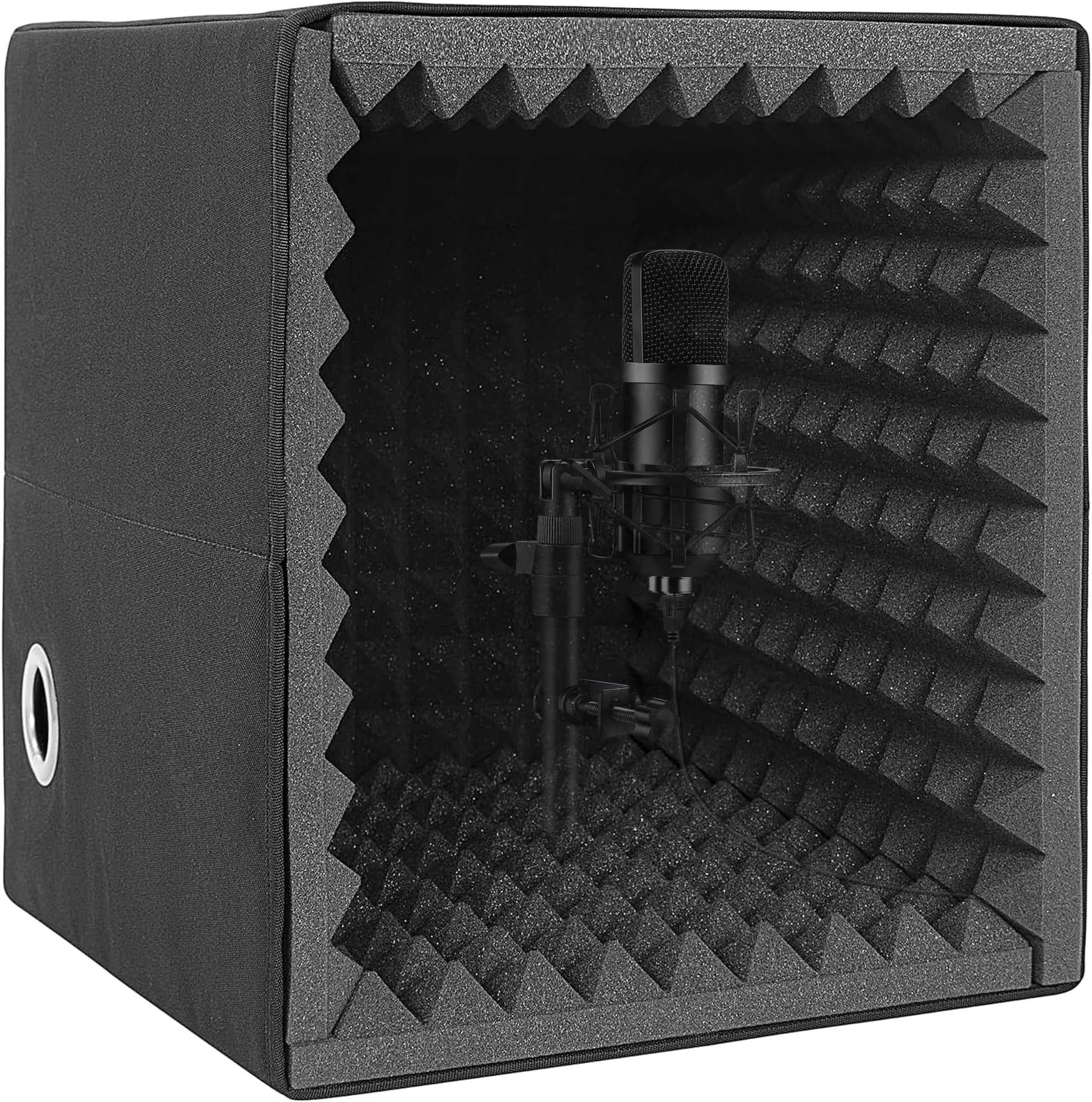 Portable Sound Recording Vocal Booth Box, Foldable Microphone Isolation Shield with High Dense Sound Absorbing Foam, Recording Studio Sound Echo Absorbing Box for Podcast Music Voice Over(M)
