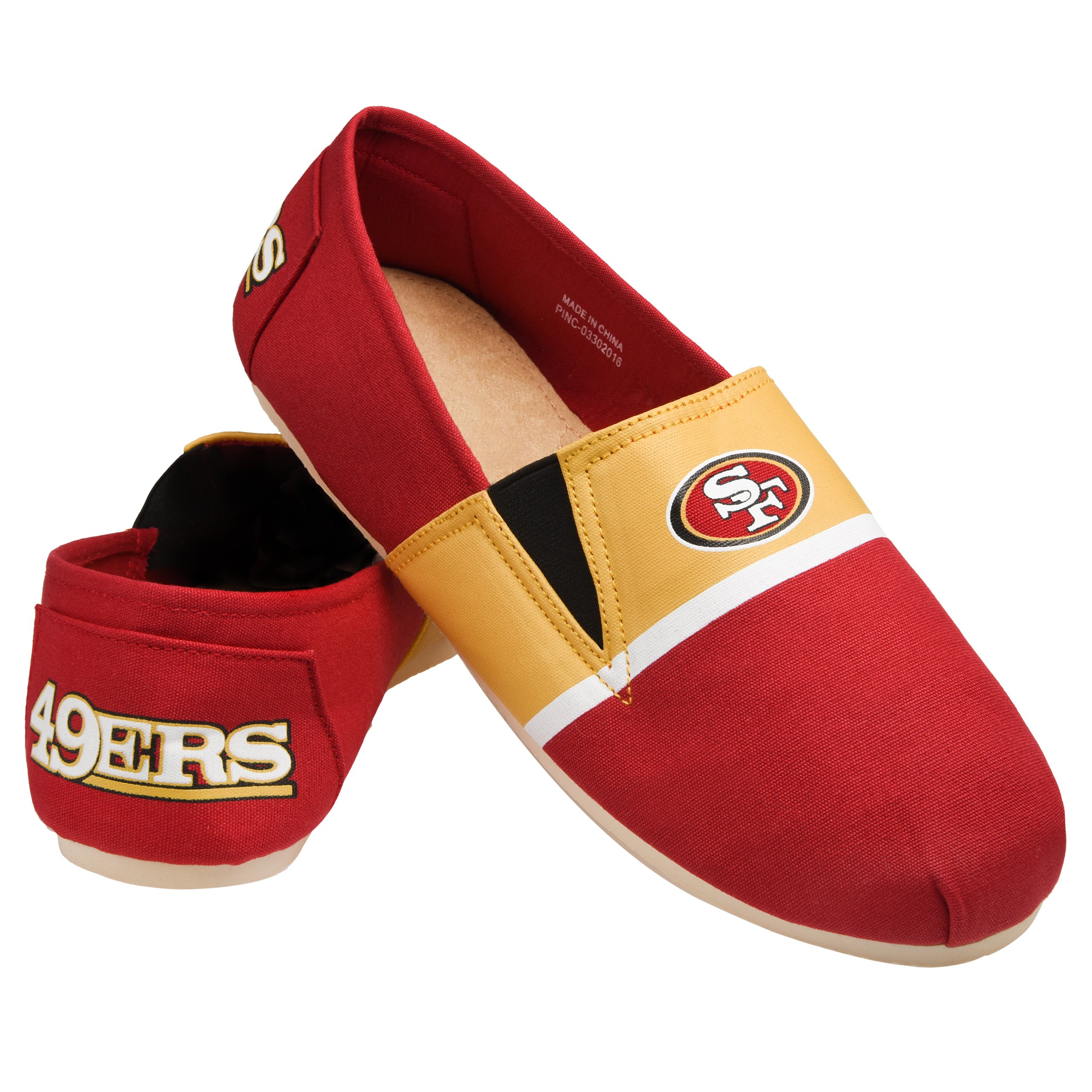 FOCO NFL Mens Canvas Stripe Shoe: San Francisco Ers, Small