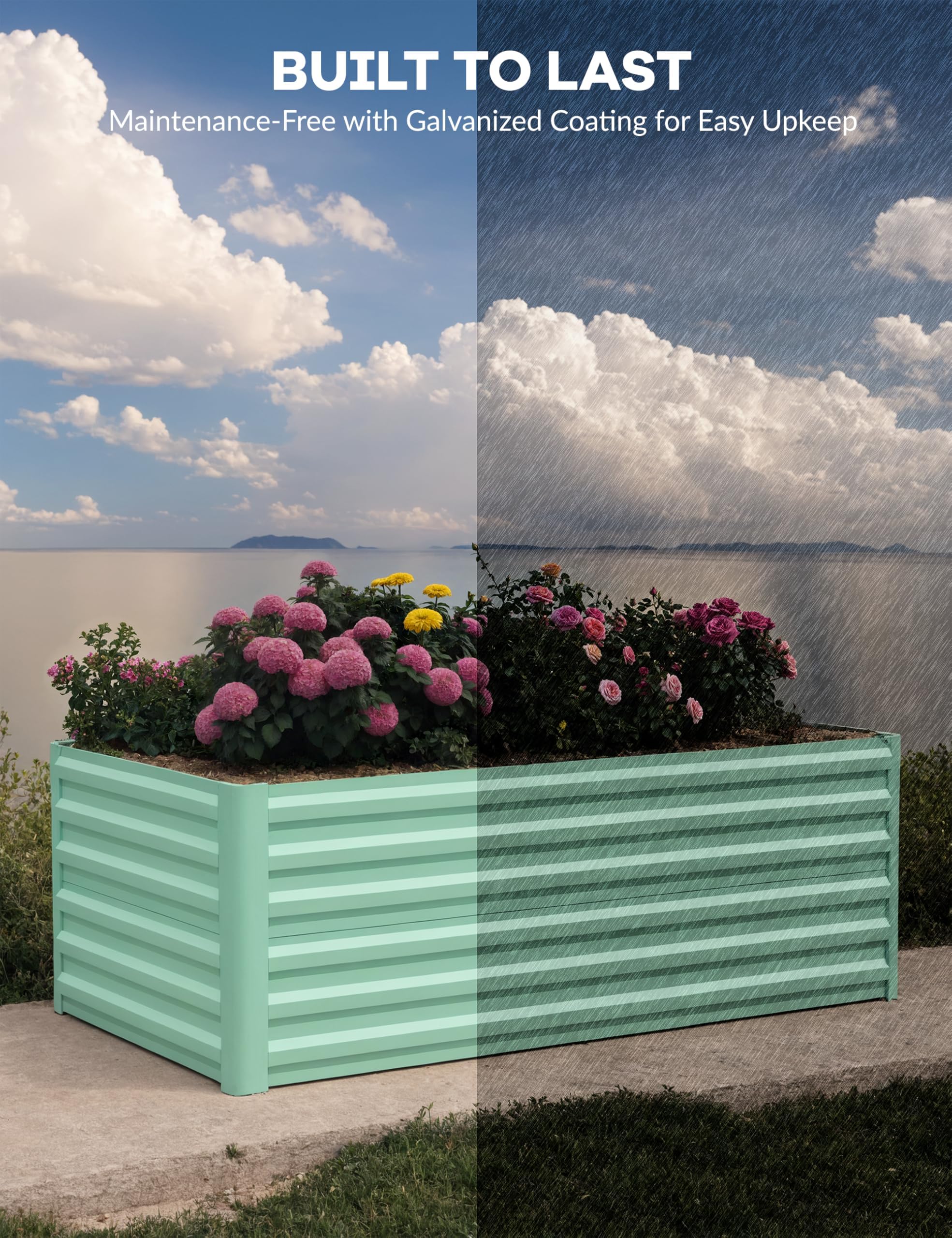 Acekool Hochbeet Metall 240x120x60CM—Quadratisch,Hochbeete Für Garten Und Gemüsegarten, Gemüse & Pflanzen, Ideal Für Gemüse, Kräuter & Blumen, Grün