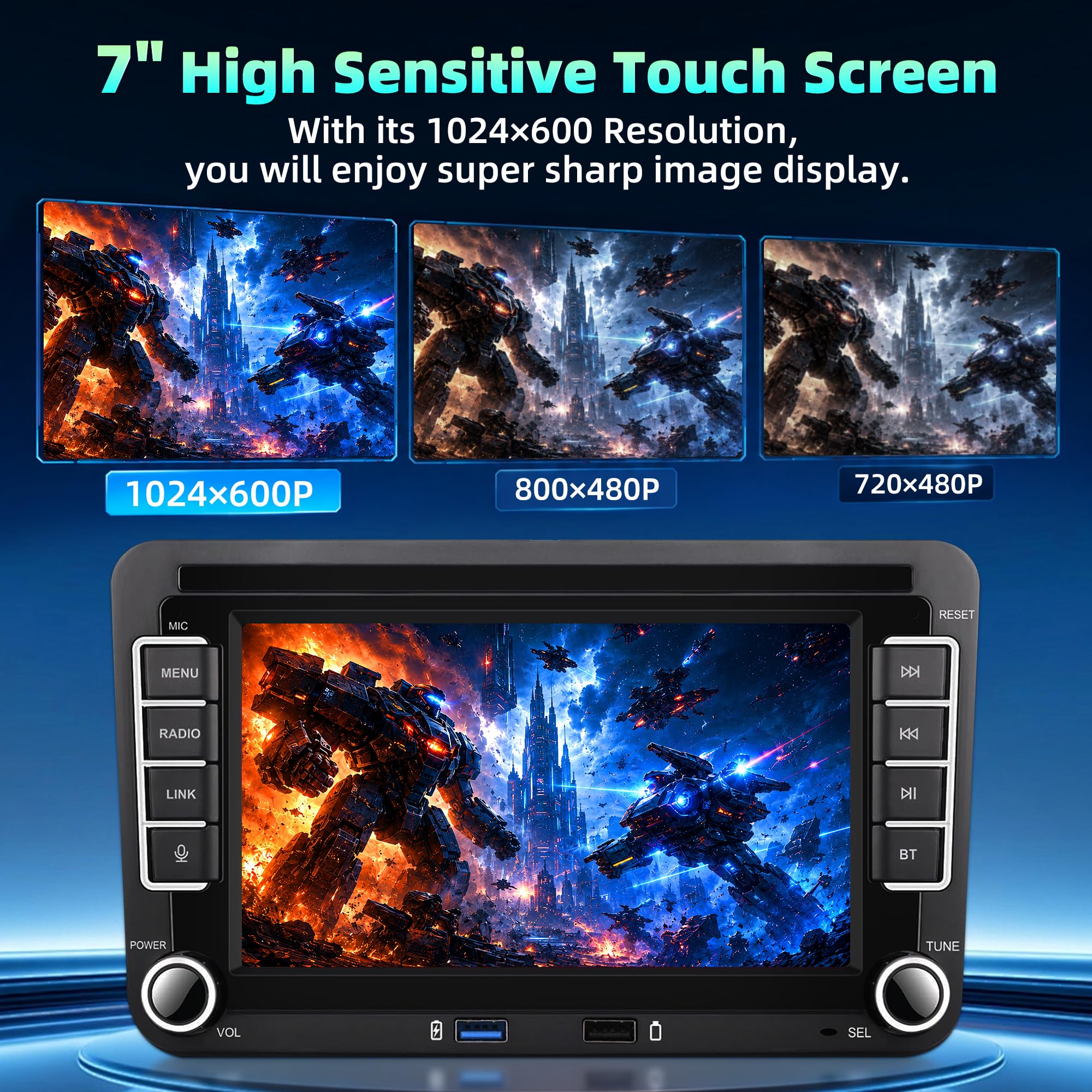 Smooth 7 inch Linux Car Radio for Golf 6 5 VW Passat Jetta Caddy Polo CC Tiguan EOS T5 Skoda, 2GB RAM Wireless Carplay/Android Auto, Instant Boot, HD Touchscreen with Bluetooth 5.0 & DSP Sound