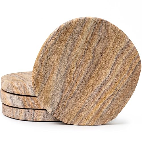 Absorbent Coasters Set of 4 - Water Absorbing Sandstone Coasters