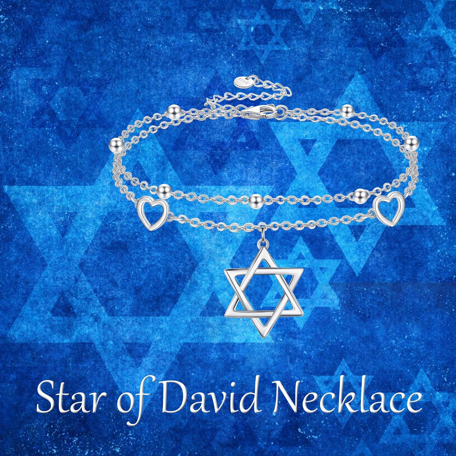 MONGAS Star of David Layered Bracelet for Women Sterling Silver Star of David Pendant Bracelet Jewelry for Women