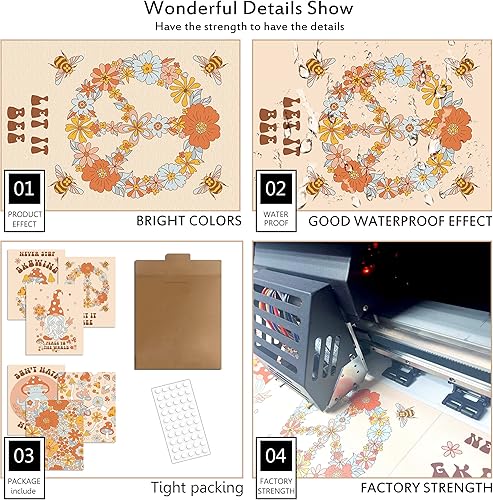 Miniatura 4 de YAODAYAO Juego de 6 impresiones de arte hippie para pared, estilo vintage, lienzo de flores hippie de los años 60 y 70, pósteres retro, abstracto,