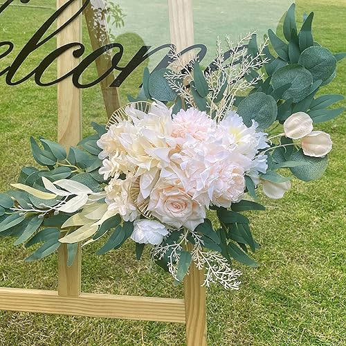 Miniatura 5 de Mencaoy Kit de flores artificiales de arco de boda (paquete de 2) para decoración floral de arco de boda, ceremonia y recepción (champán)
