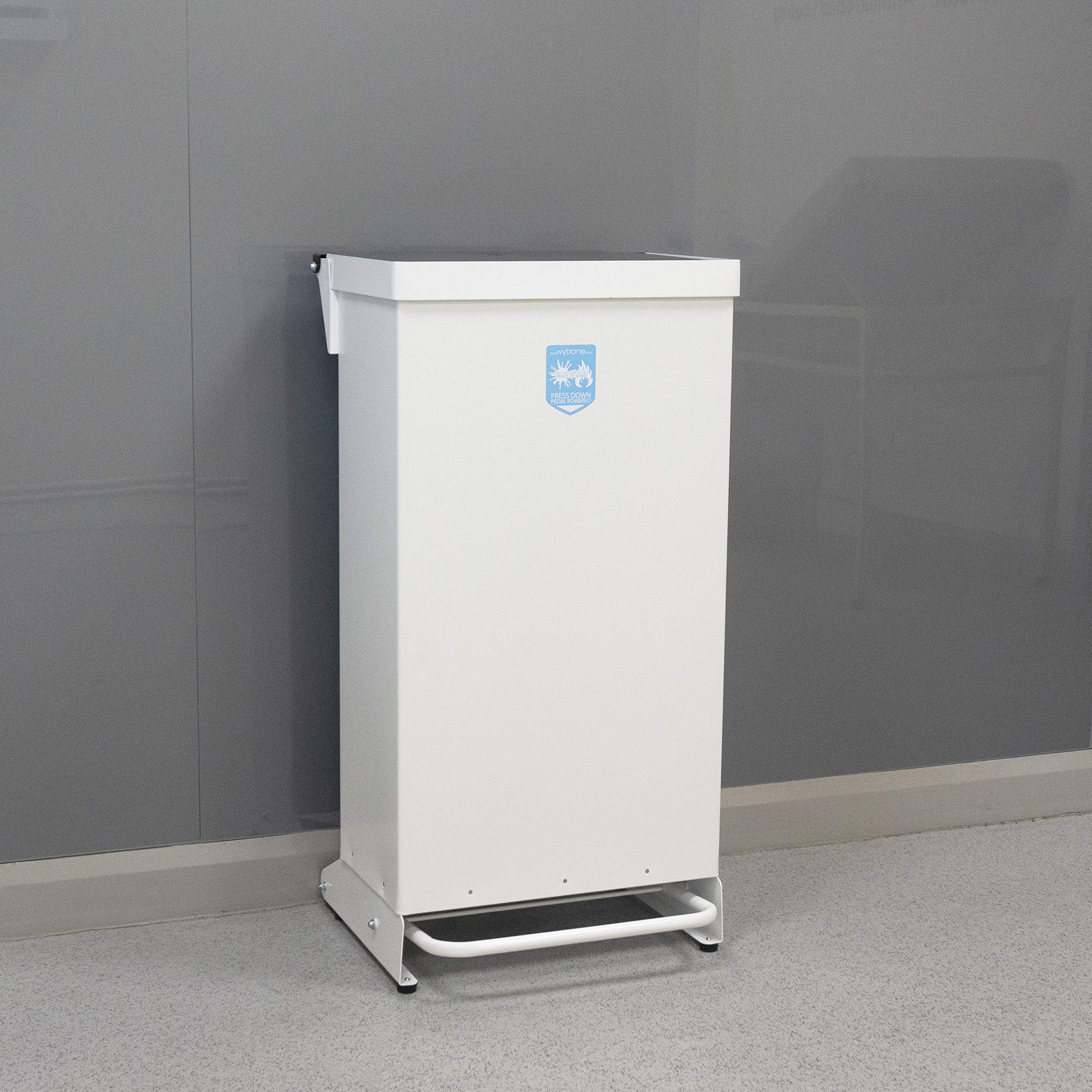 Office Needs DirectMedical Eco Sackholder Healthcare Clinical Waste Bin 80 Litres Foot Pedal White Flush Steel Lid