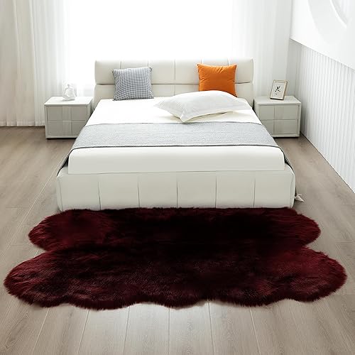 Miniatura 187 de Alfombra blanca de piel sintética de piel de oveja de 2 x 6 pies, alfombra mullida súper suave y esponjosa utilizada para dormitorio, suelo de Blanco