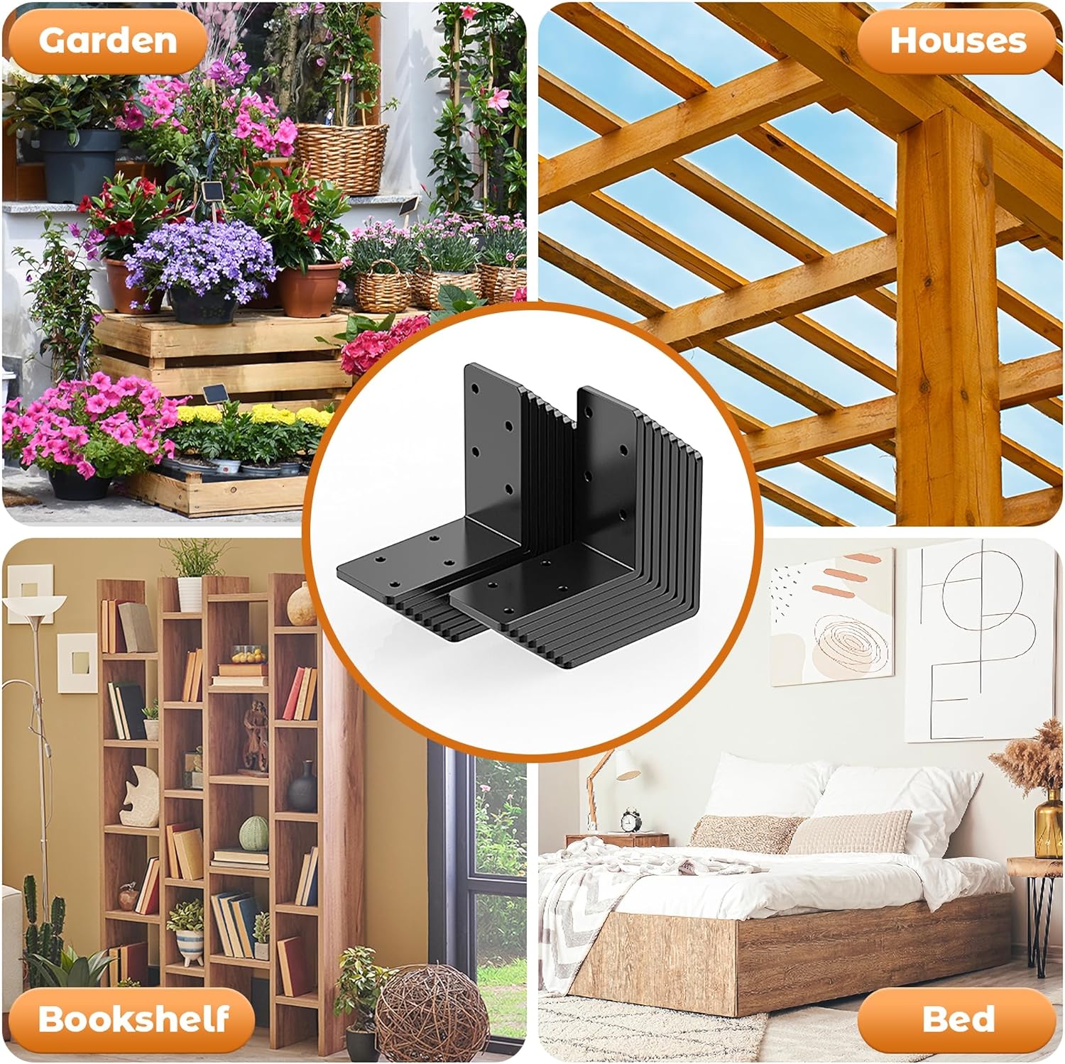 16 Pcs 3"x3" L Brackets Heavy Duty, Galvanized Corner Brace for Wood, Angle Iron with Recessed Holes, 90 Degree Angle Bracket for Floating Shelves, Wood Beams, Furniture, Bed