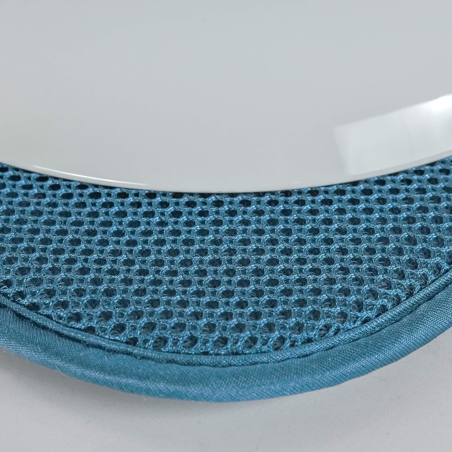 S&T INC. Absorbent, Reversible XL Microfiber Dish Drying Mat for Kitchen, 18 Inch x 24 Inch, Cornflower Blue Mesh
