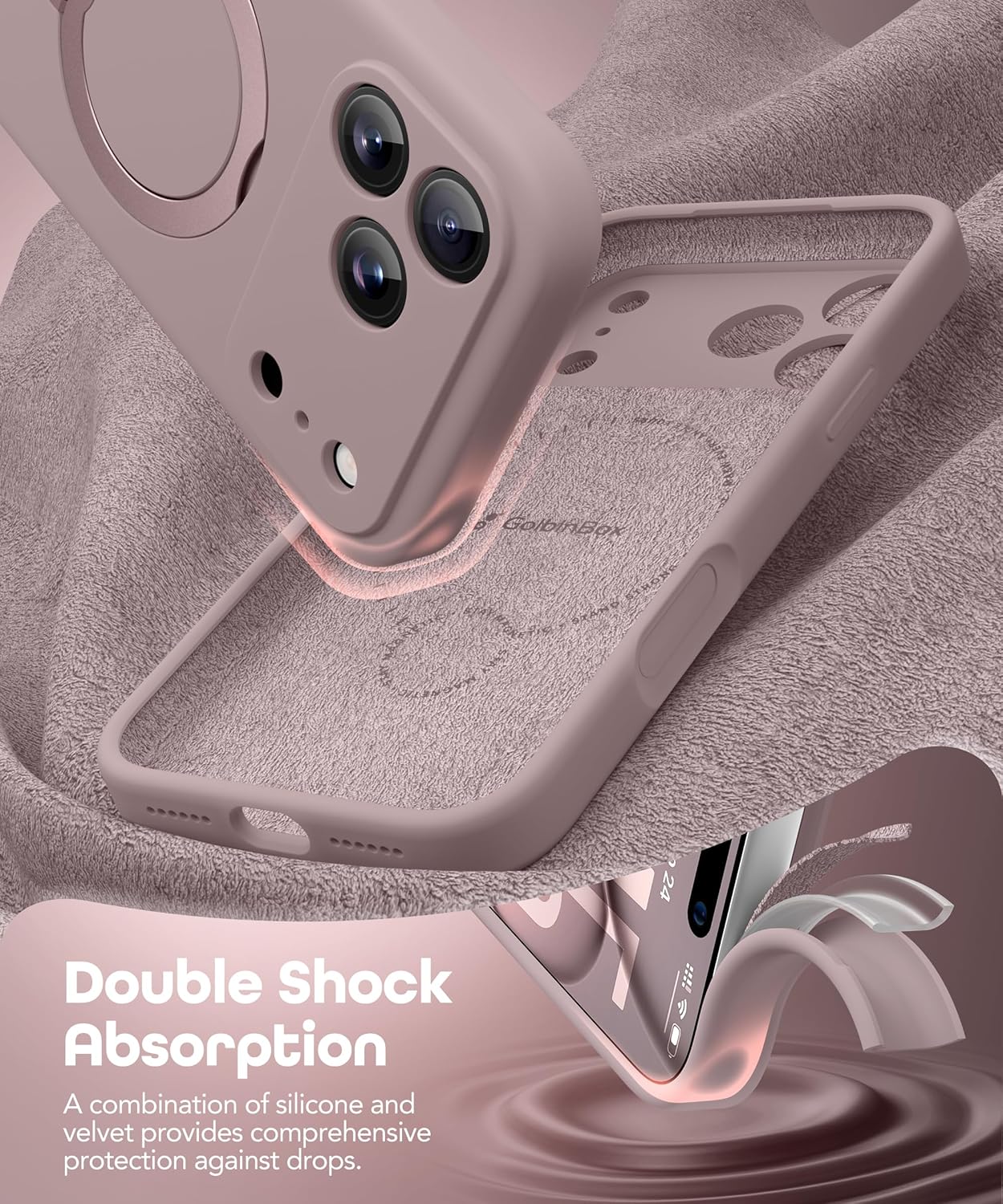 GolbinBox for iPhone 17 Pro Case with 360° Spin Magnetic Stand, [Compatible with MagSafe][Full Camera Protection],Full Body Shockproof Liquid Silicone Case with Ring Stand for 17 Pro 6.3'', Light Taro - Image 8