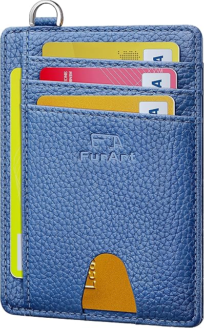 FurArt Smukłe etui na karty kredytowe, blokowanie RFID, 7 przegródek, minimalistyczne etui na karty kredytowe dla mężczyzn i kobiet