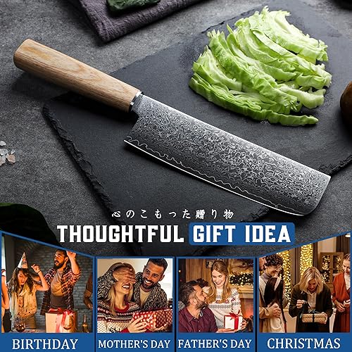 Miniatura 24 de ROCOCO Cuchillo japonés de Damasco – Cuchillos afilados para pelar frutas y carne, para el hogar, cocina, barbacoa, 5.3 pulgadas