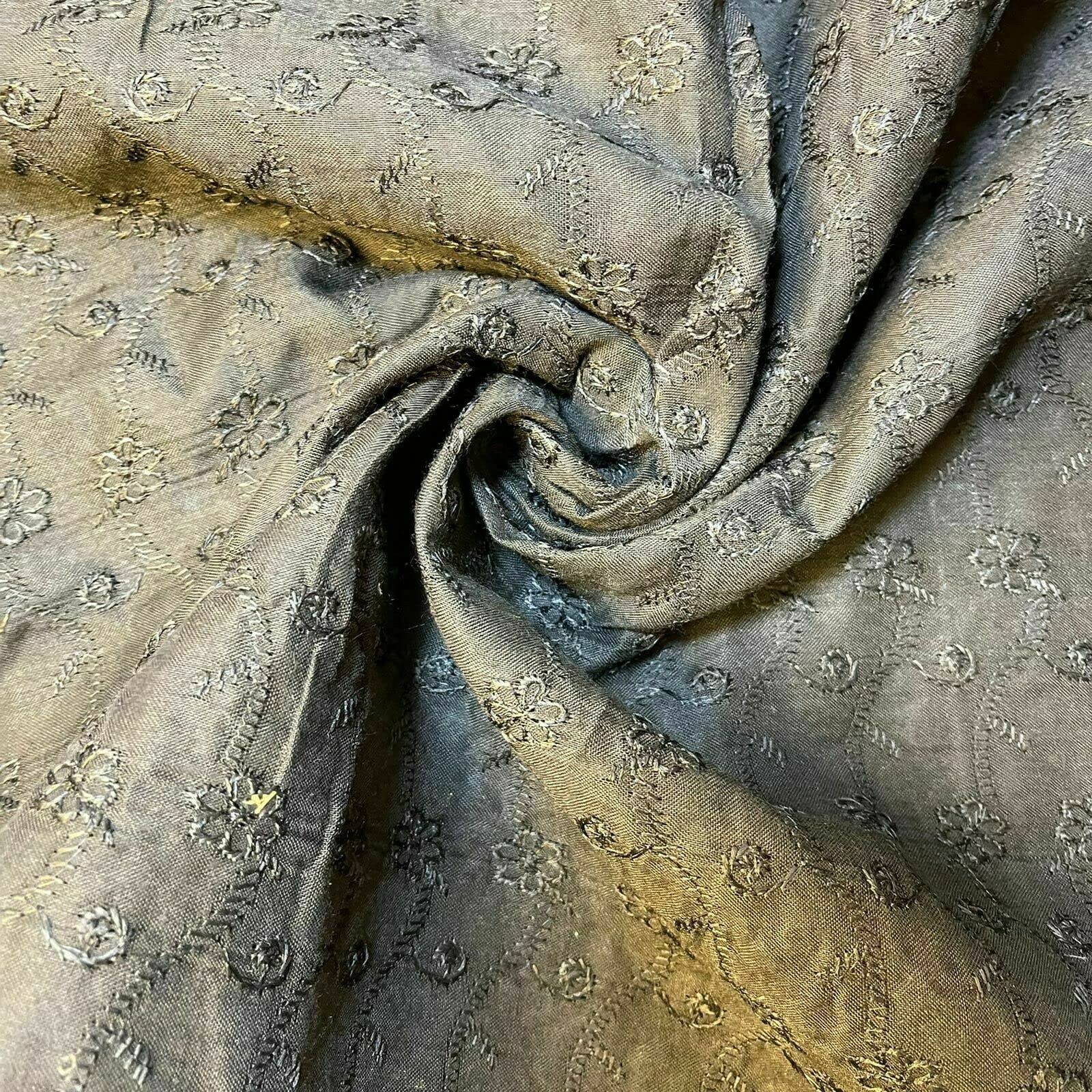 Indian 100% Cotton Lawn All Over Border Broderie Anglaise Embroidered Dress Craft Fabric Material 44"