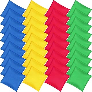 Foilswirl 36 Pack Nylon Cornhole Bean Bags - Colorful 5x5 Inch Durable Tossing Bags for Kids, Family Games & Outdoor Parties