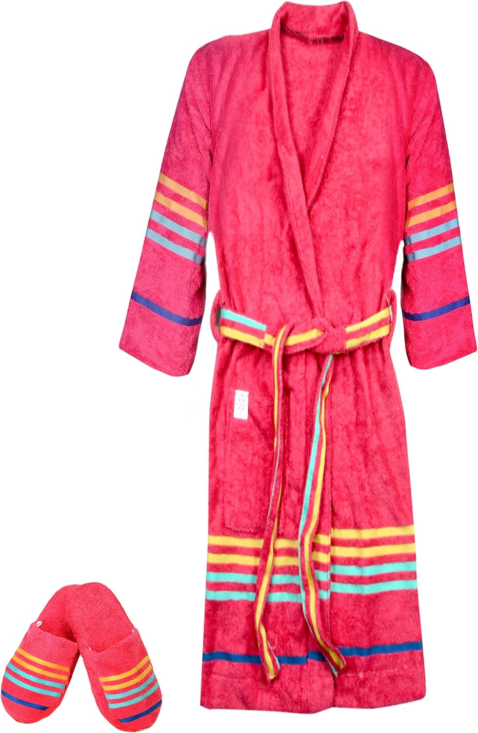 CASA COPENHAGEN Exotic Terry Cotton Unisex Bathrobe & Slipper Set