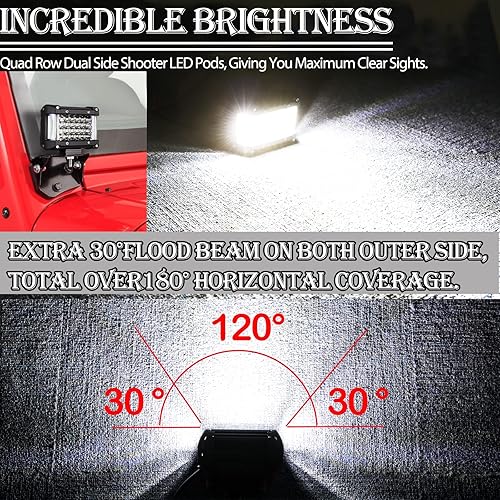 Miniatura 3 de Muto-Beam - Luces LED para cápsulas, 4 pulgadas, de doble cara, disparador lateral cuádruple, luces antiniebla, luces LED de inundación, barra de