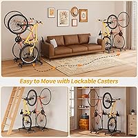 Vista 7 de Soportes verticales para bicicleta (paquete de 2), soporte de bicicleta de pie para piso de garaje, soporte vertical para bicicleta
