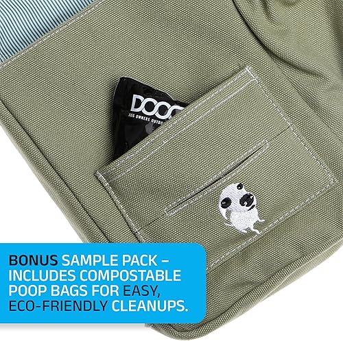 Miniatura 5 de DOOG Walkie Bag - Bolsa ajustable para golosinas para perros con bolsa de caca y compartimentos para botellas de agua, ajuste cómodo para uso Verde