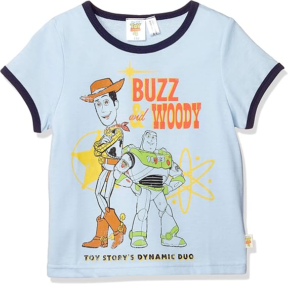 Amazon ディズニー Toy Story4 ウッディ バズ プリント 半袖 リンガー Tシャツ 男の子 ブルー 日本 1 日本サイズ1 相当 Tシャツ カットソー 通販