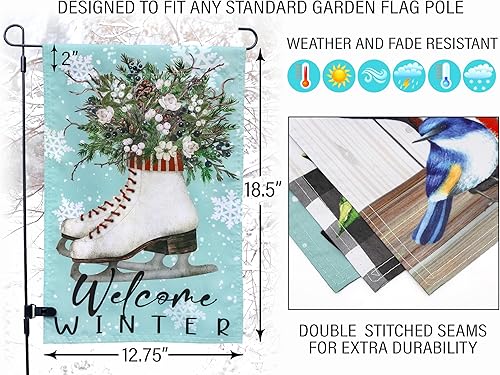 Miniatura 2 de Banderas de jardín de temporada de doble cara, banderas de patio hechas de poliéster 100D, 12 banderas de diseño festivo para todas las estaciones,