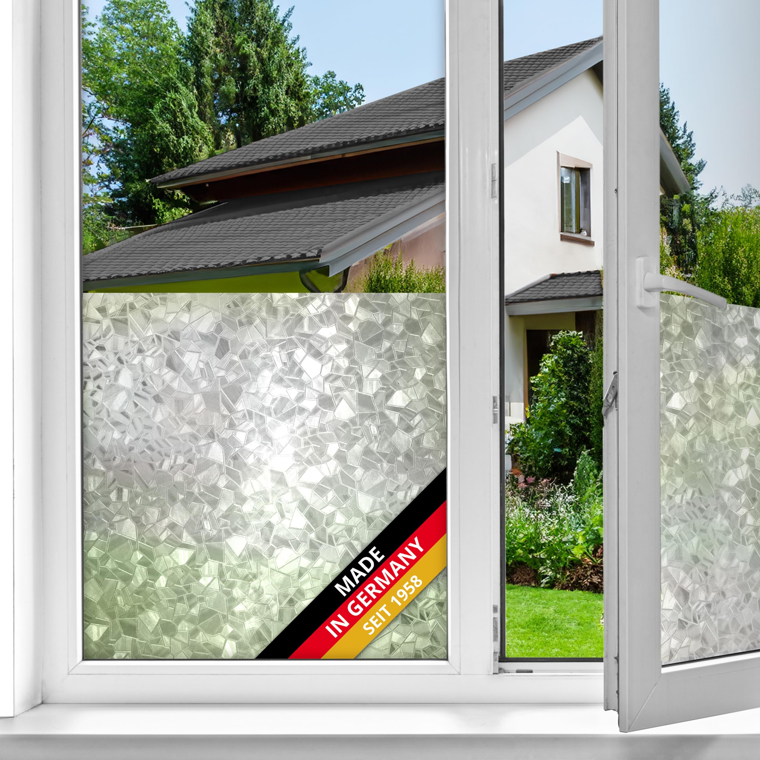 d-c-fix Fensterfolie static Splinter – Sichtschutz, beidseitig blickdicht, statisch haftend, 90 cm x 1,5 m
