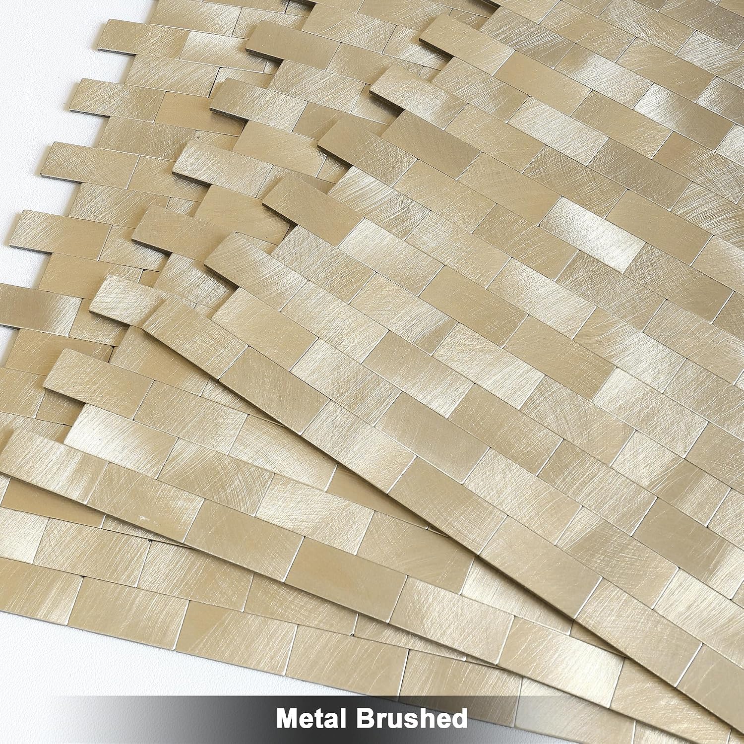 BeNice Peel and Stick Backsplash for Kitchen, Metal Tile Backsplash Peel and Stick Mosaic Tile for Wall Fireplace(Gold New,10sheets)