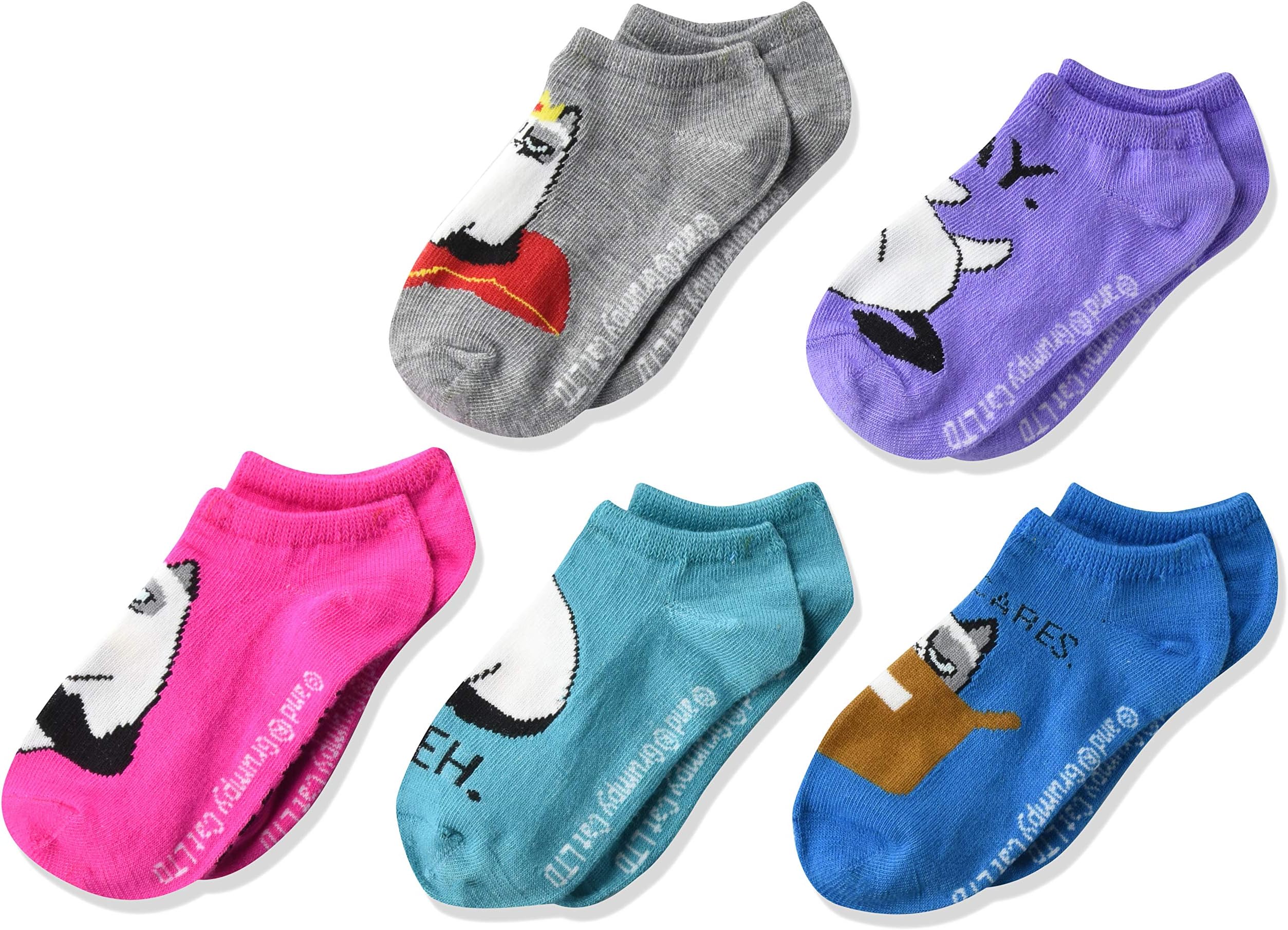 Grumpy Cat girls Grumpy Cat 5 Pack No Show Socks Casual Sock