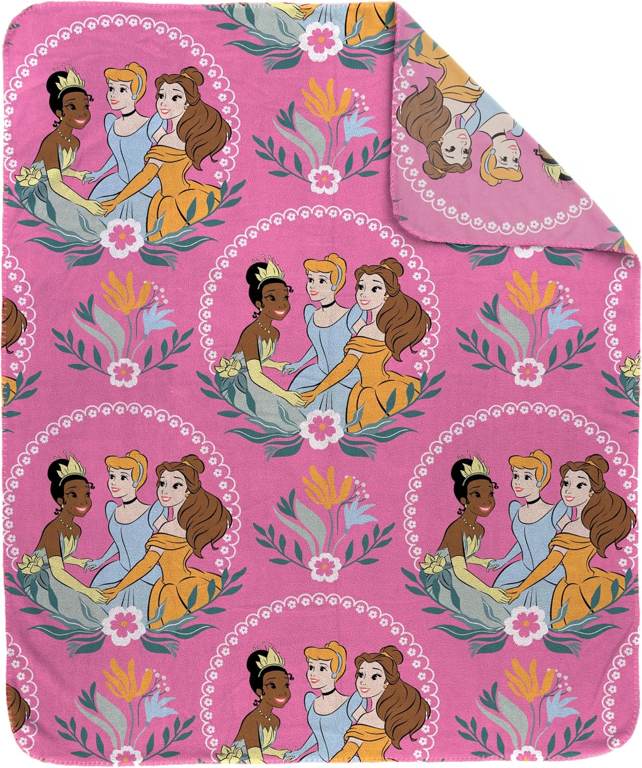Jay Franco Kids Plush Throw Blanket – Soft & Cozy Fleece Throw for Bedroom & Couch Décor, Official Licensed Product, Pink - Princess, 40x50 - Travel Blanket