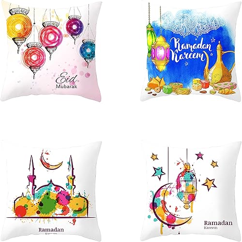 Miniatura 2 de Juego de 4 fundas de almohada decorativas cuadradas de acuarela estrella luna juego de 4 fundas de cojín para sofá dormitorio sala de estar y