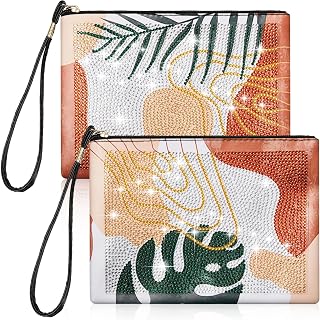 Geyoga 2 Pieces DIY Diamond Painting Purses 5D DIY Diamond Painting Handbag Diamond Art Wristlet Clutch Bag for Women Girls Art Craft Makeup Gift (Boho)