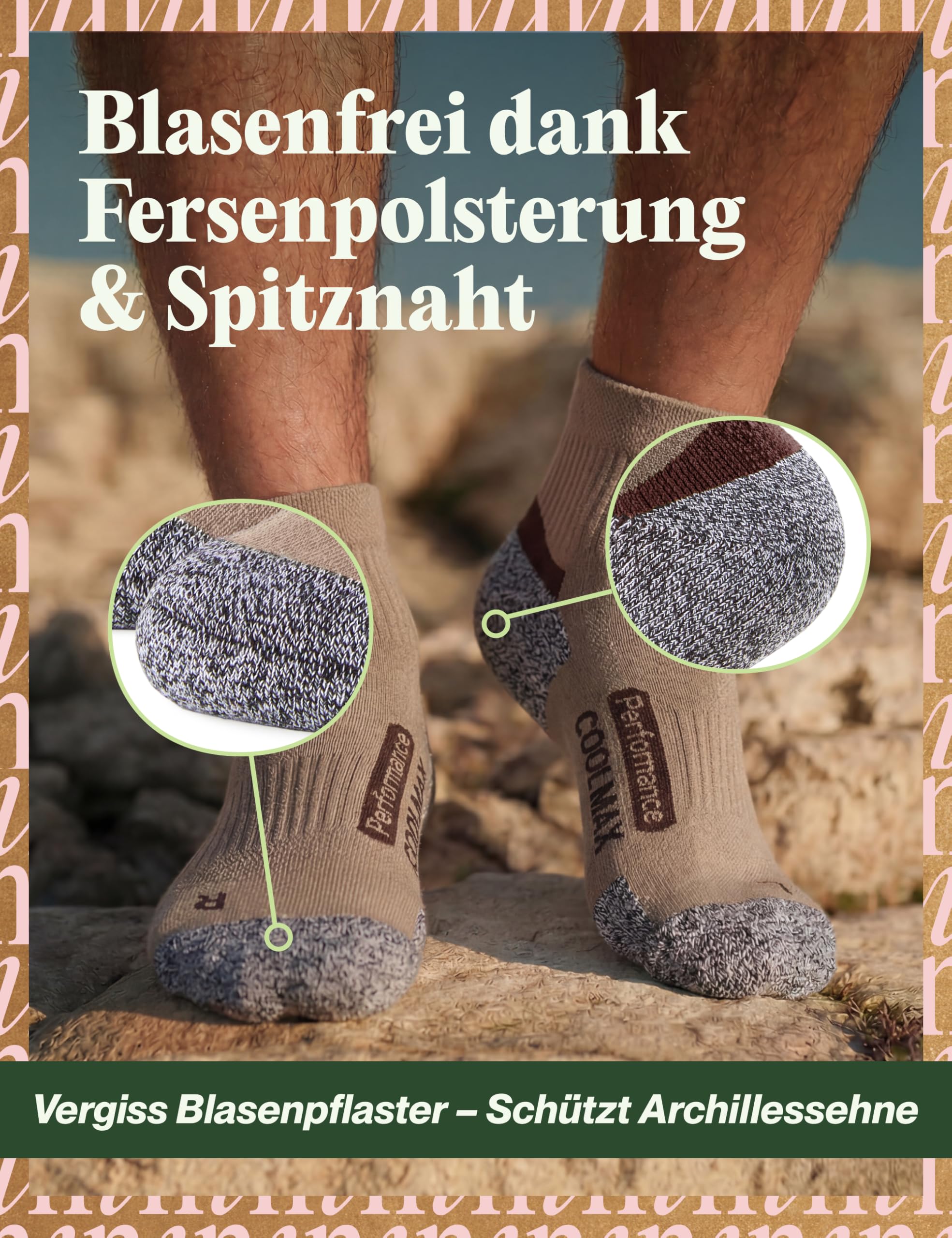 Piarini - Lot de 2 paires de chaussettes techniques - sports outdoor - tissu Coolmax - différents coloris