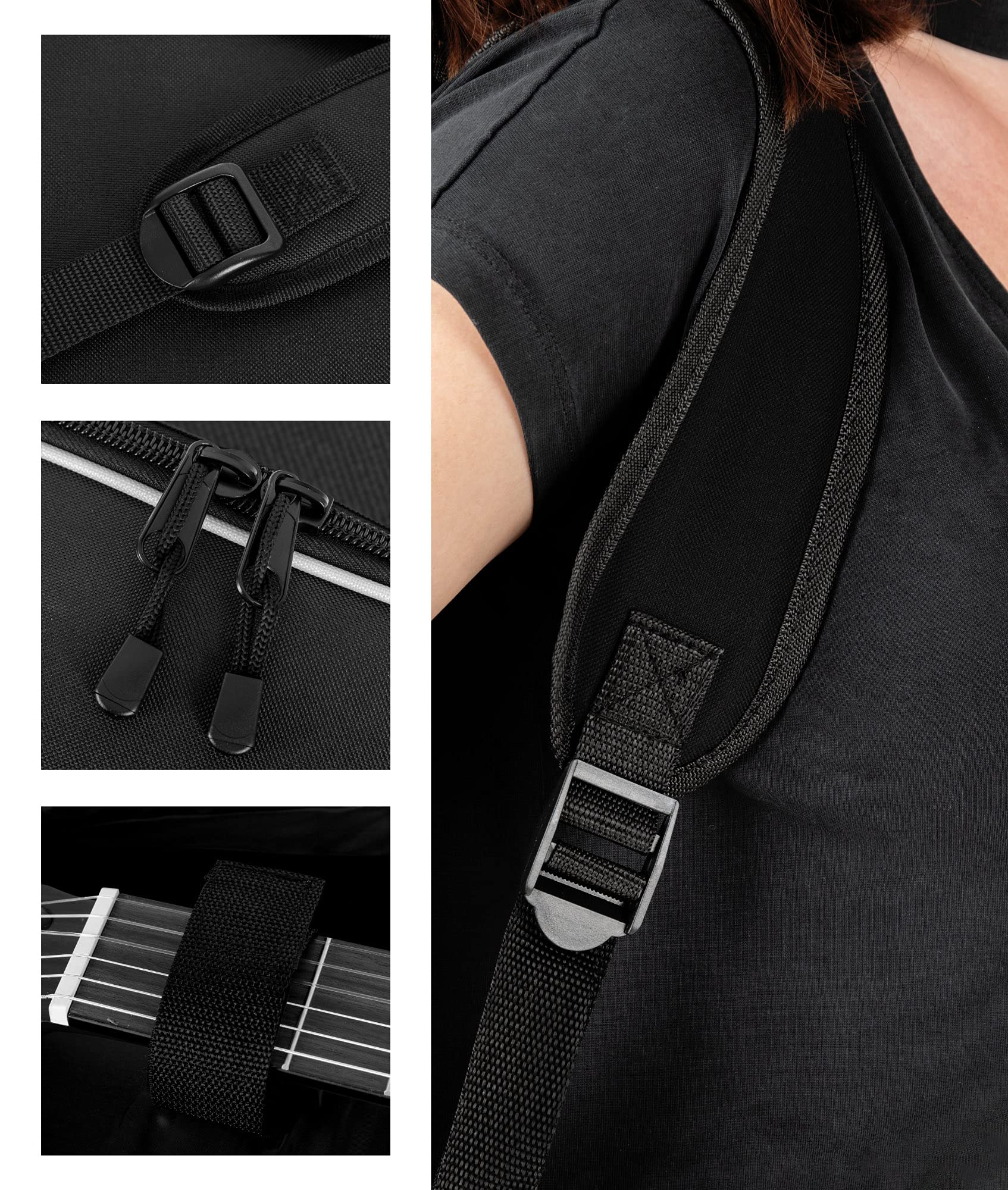ROCKTILE Deluxe Custodia semirigida versione lusso per chitarra con tracolle – colore nero