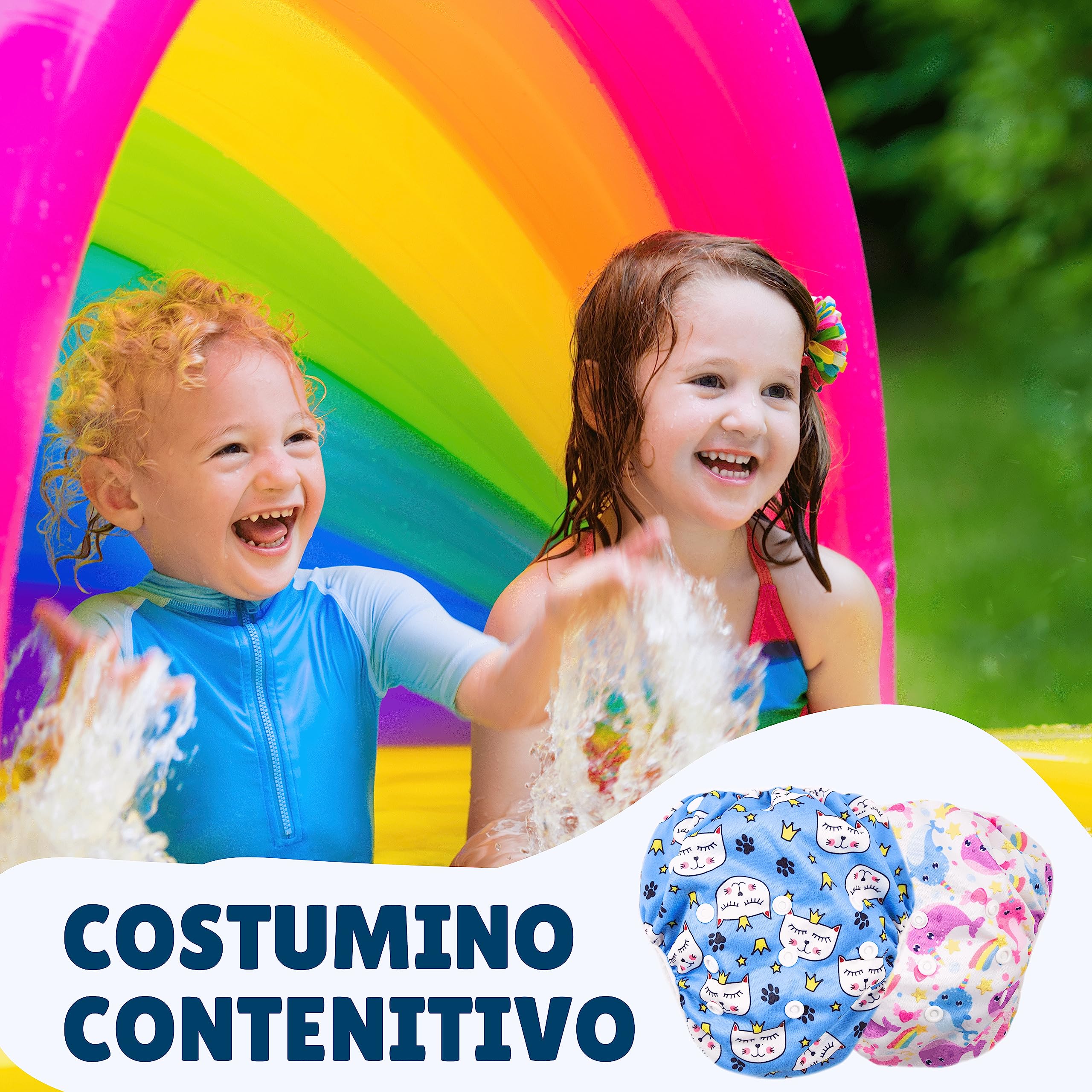 Pannolini Costumino Contenitivo Neonata per Piscina e Mare Lavabile Riutilizzabile Regolabile fino a 2 anni con Borsetta Impermeabile