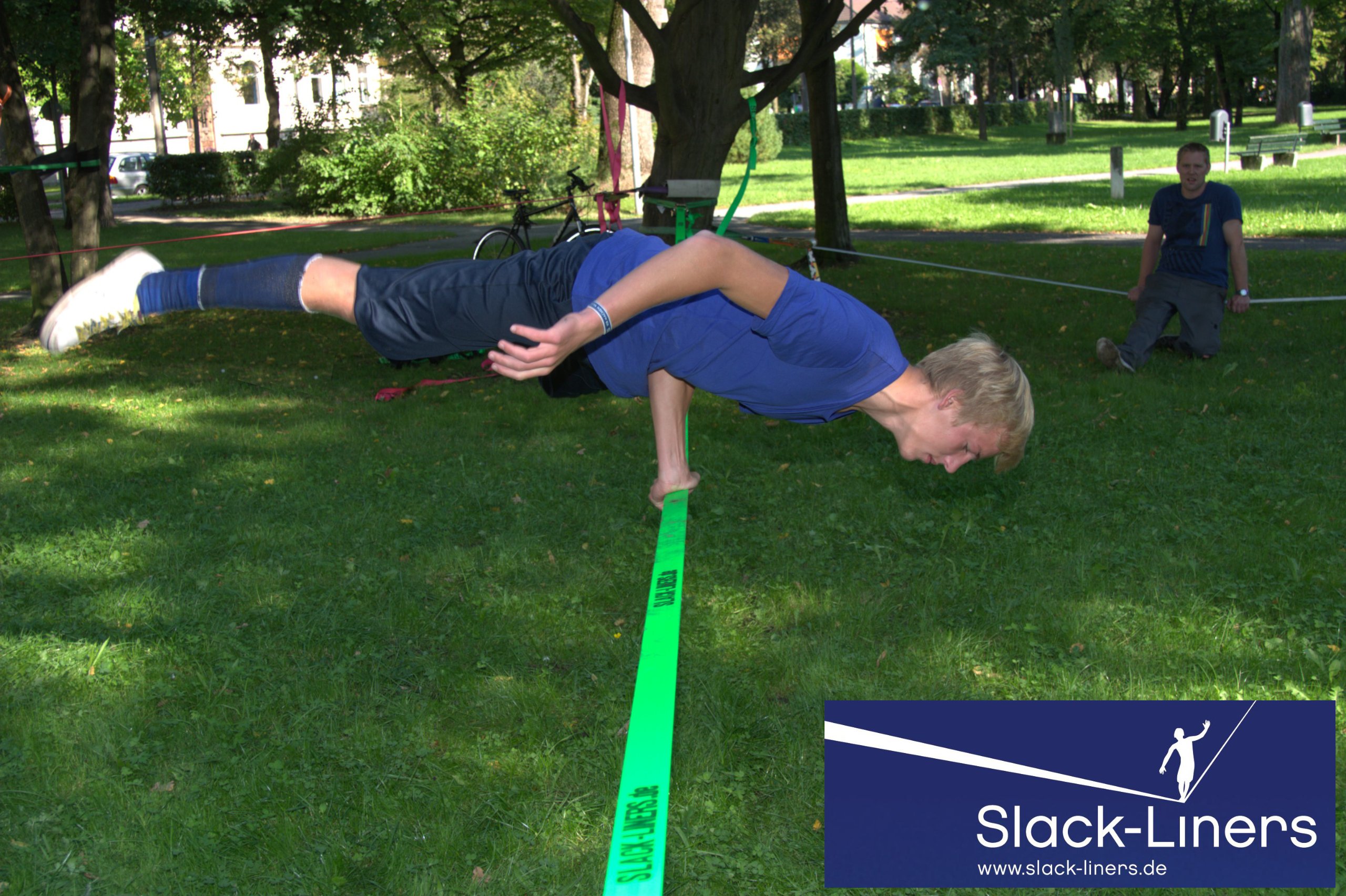 Slack-Liners 6 Teiliges Slackline-Set GELB - 50mm breit, 15m lang - mit Langhebelratsche Made in Germany