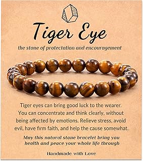 POWWA Stress Relief Anxiety Yoga Bracelet, Natural Crystal Stone Healing Gifts for Women Men Teens