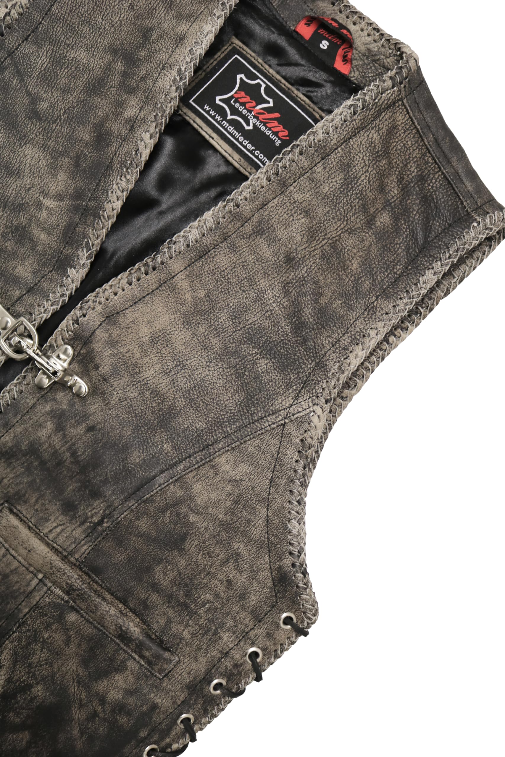 MDM Gilet en cuir de moto rétro
