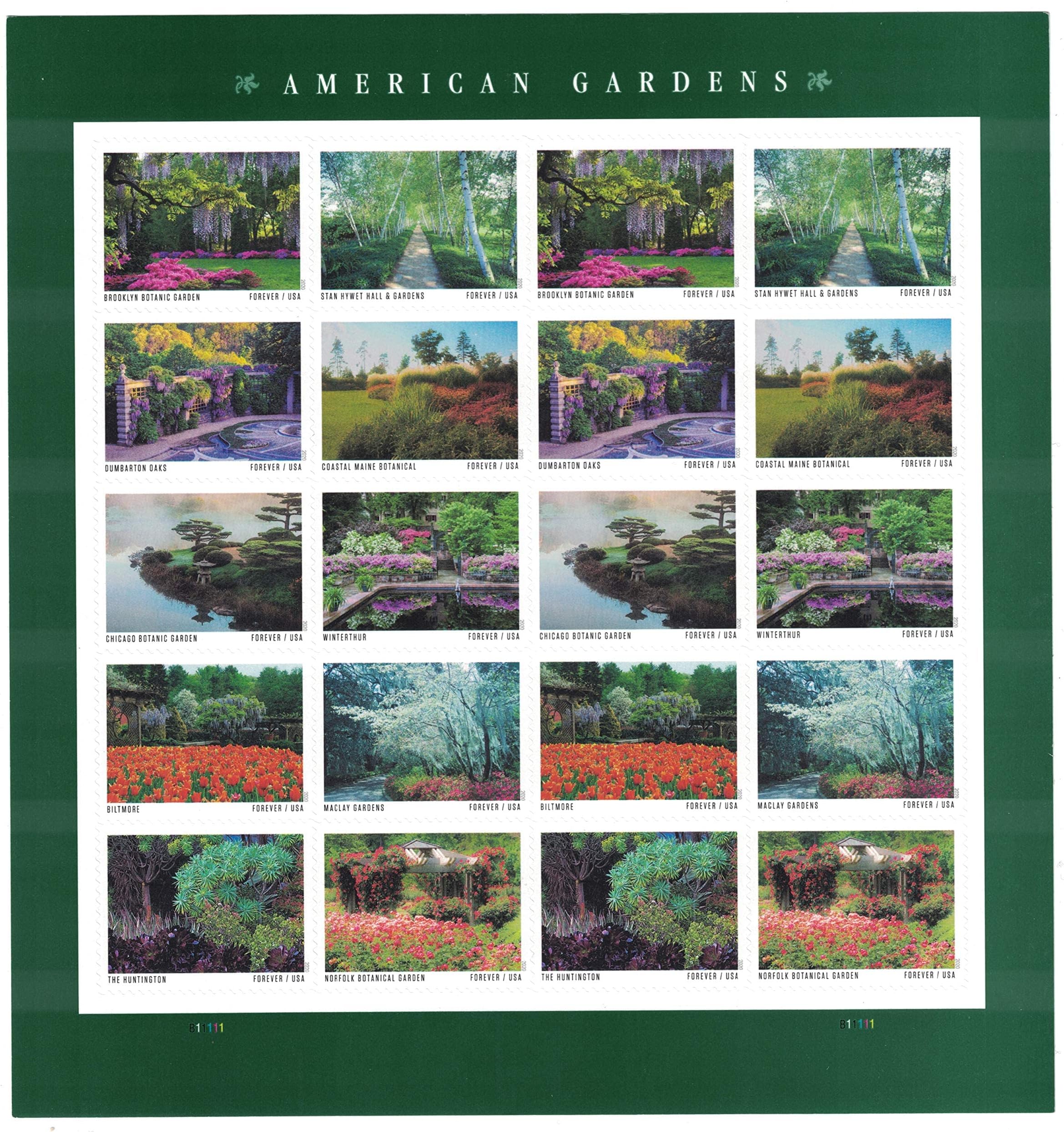 United States Postal Service USPS American Gardens Sheet of 20 Forever Postage Stamps Scott 5470a