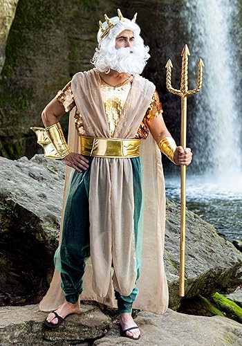 Miniatura 2 de Adult Golden Poseidon Costume Mens, Greek Mythology Olympian God King of the Sea Halloween Costume