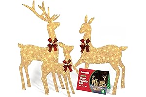 Large Gold Lighted Christmas Deer with 365 LED Lights