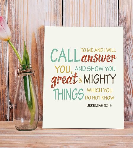 Miniatura 3 de Call To Me - Christian Wall Decor, Inspirational Modern Bible Verse Wall Art Print Is Great Scripture Photo For Living Room Decor, Office Decor,