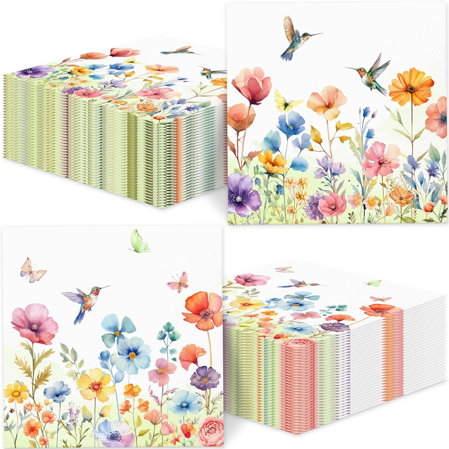 Spring Floral Napkins Disposable 50 Pieces - Wildflower Cocktail Napkins for Party, Summer Gatherings Decorations