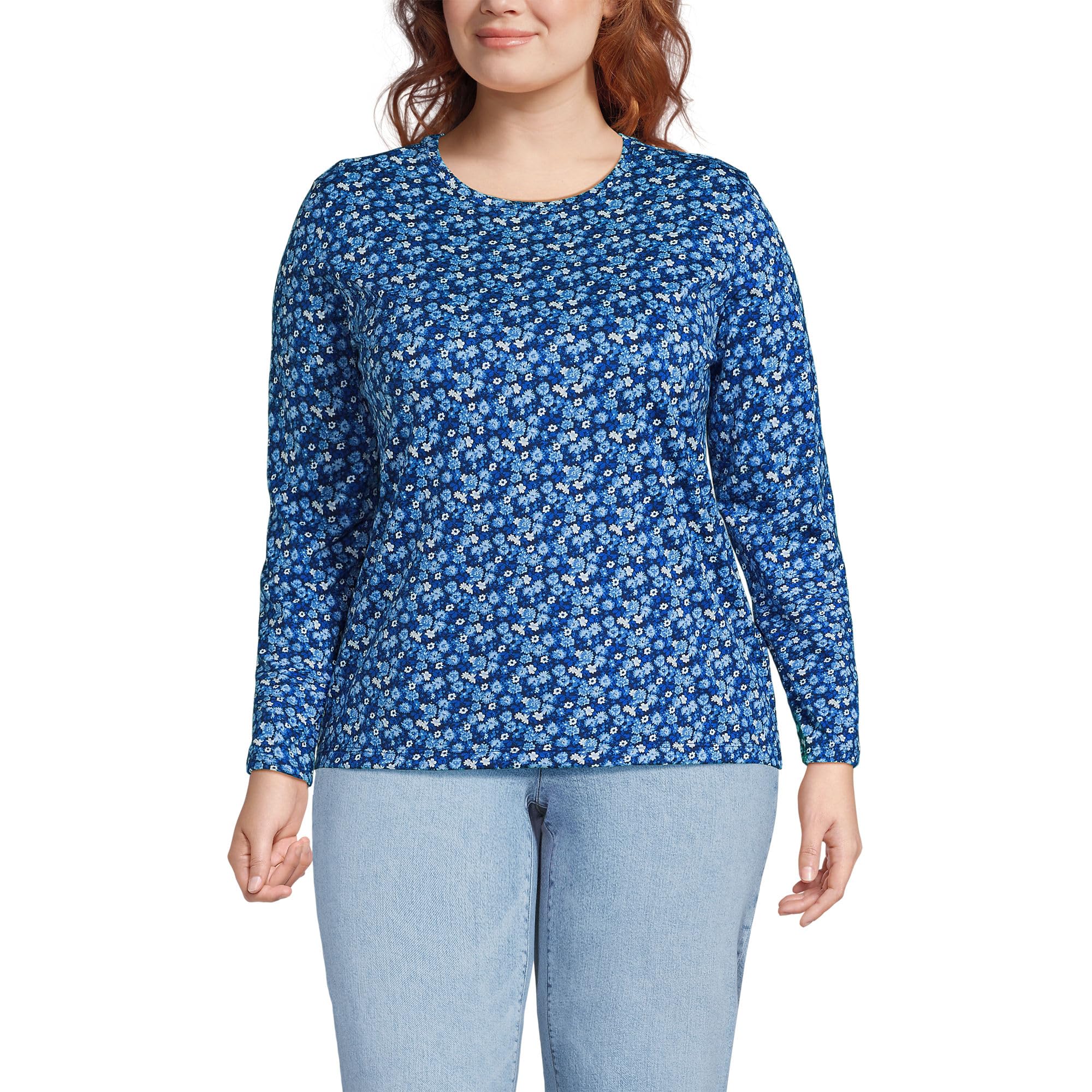 Lands' End Women's Relaxed American-Grown Supima Cotton Long Sleeve Crew Neck T-Shirt