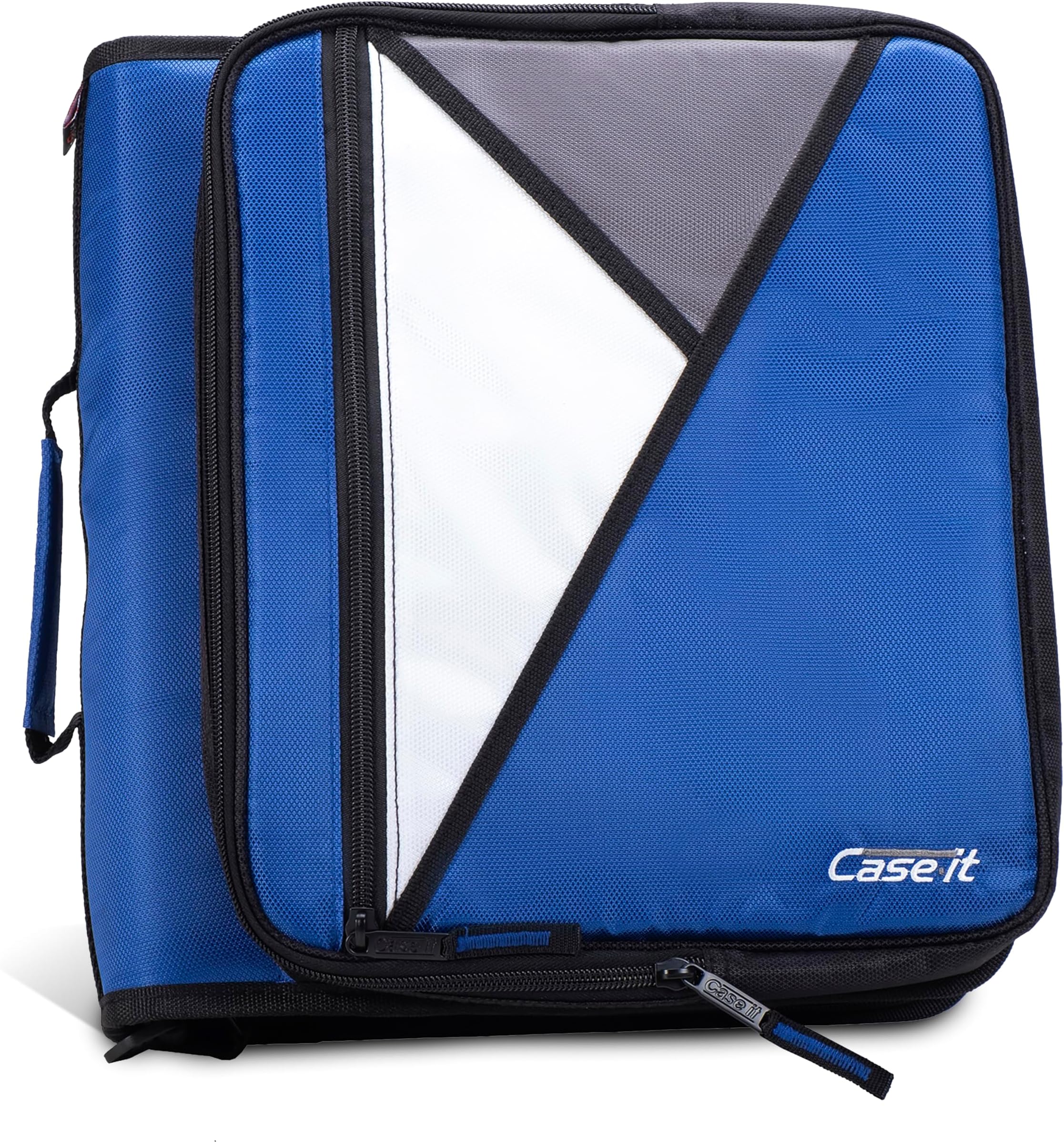 Case-it The Universal Zipper Binder - 2 Inch O-Rings Padded Pocket That Holds up to 13 Laptop/Tablet Multiple Pockets 400 Page Capacity Comes with Shoulder Strap Midnight Blue LT-007