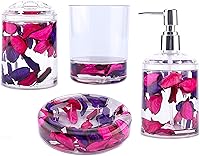 Vista 1 de Locco Decor - Juego de 4 piezas de accesorios para tocador de baño, acrílico líquido con movimiento flotante 3D en forma de hoja