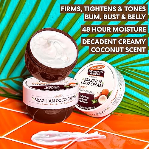 Miniatura 4 de Palmer's Crema de Coco Brasileña con Fórmula de Aceite de Coco con Vitamina E, 8.8 Fl Oz, Crema Batida para Glúteos, Busto y Cuerpo, Ayuda con el