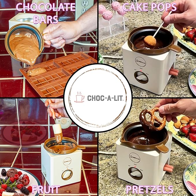 Fuente de chocolate para derretir, fondue, con 4 tenedores miniatura 6