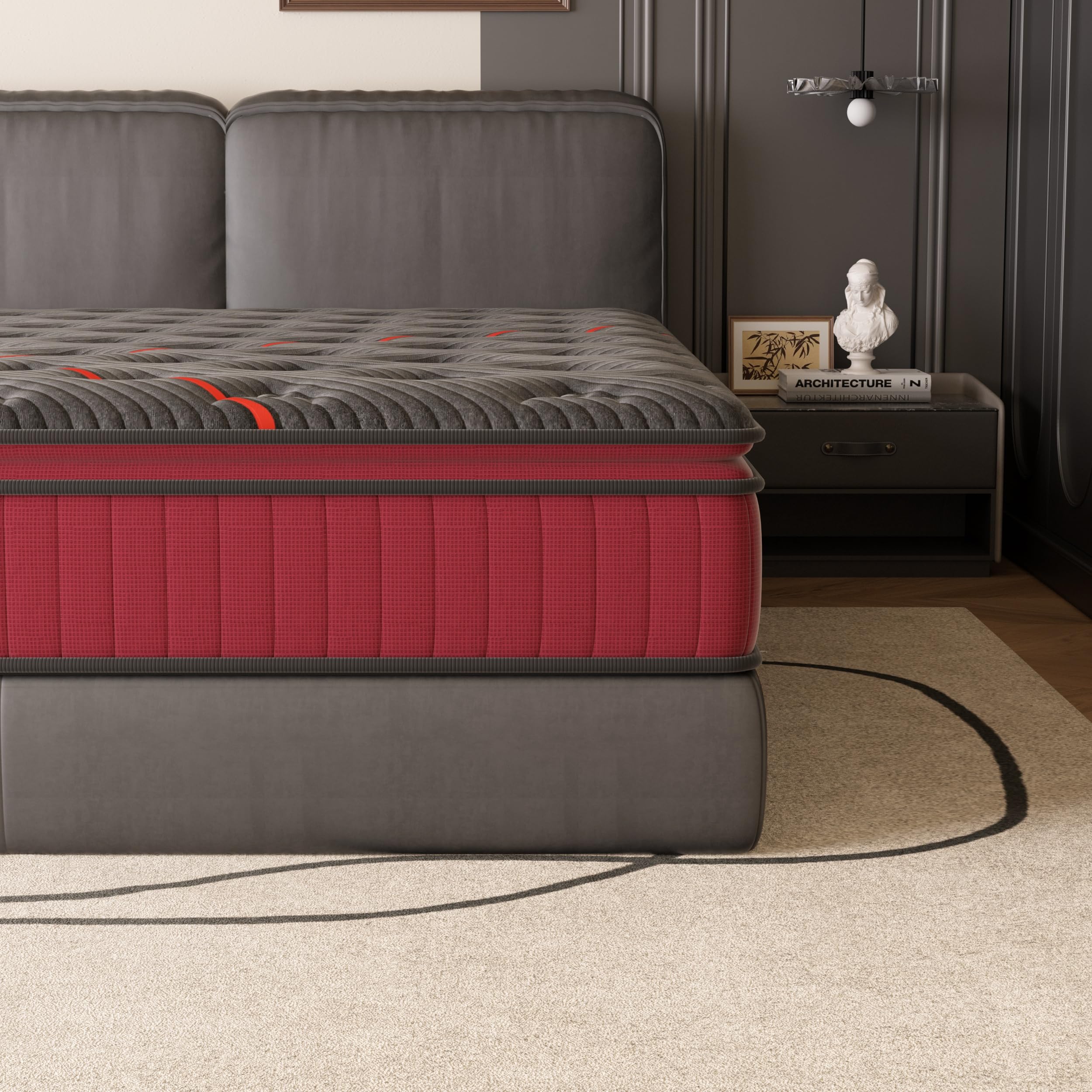 DEWINNER Matelas 160x200 cm丨Épaisseur 30 cm丨Mousse à Mémoire de Forme | Ressorts Ensachés丨7 Zones Ergonomiques丨Hybride丨Fermeté Moyenne丨Respirant et Anti-Humidité